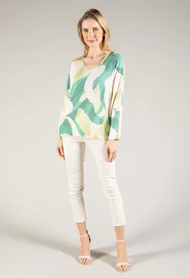 Abstract Print Soft Pullover