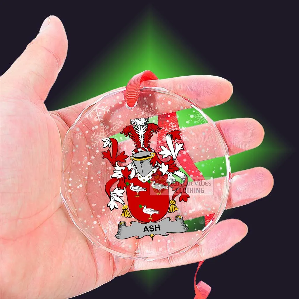 Ash Irish Clan Christmas Glass Ornament with Coat of Arms