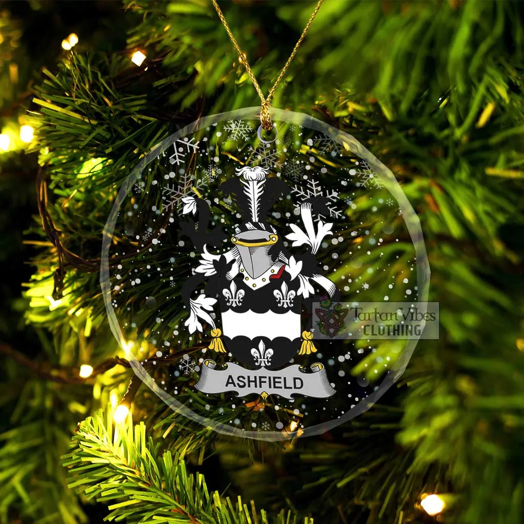 Ashfield Irish Clan Christmas Glass Ornament with Coat of Arms