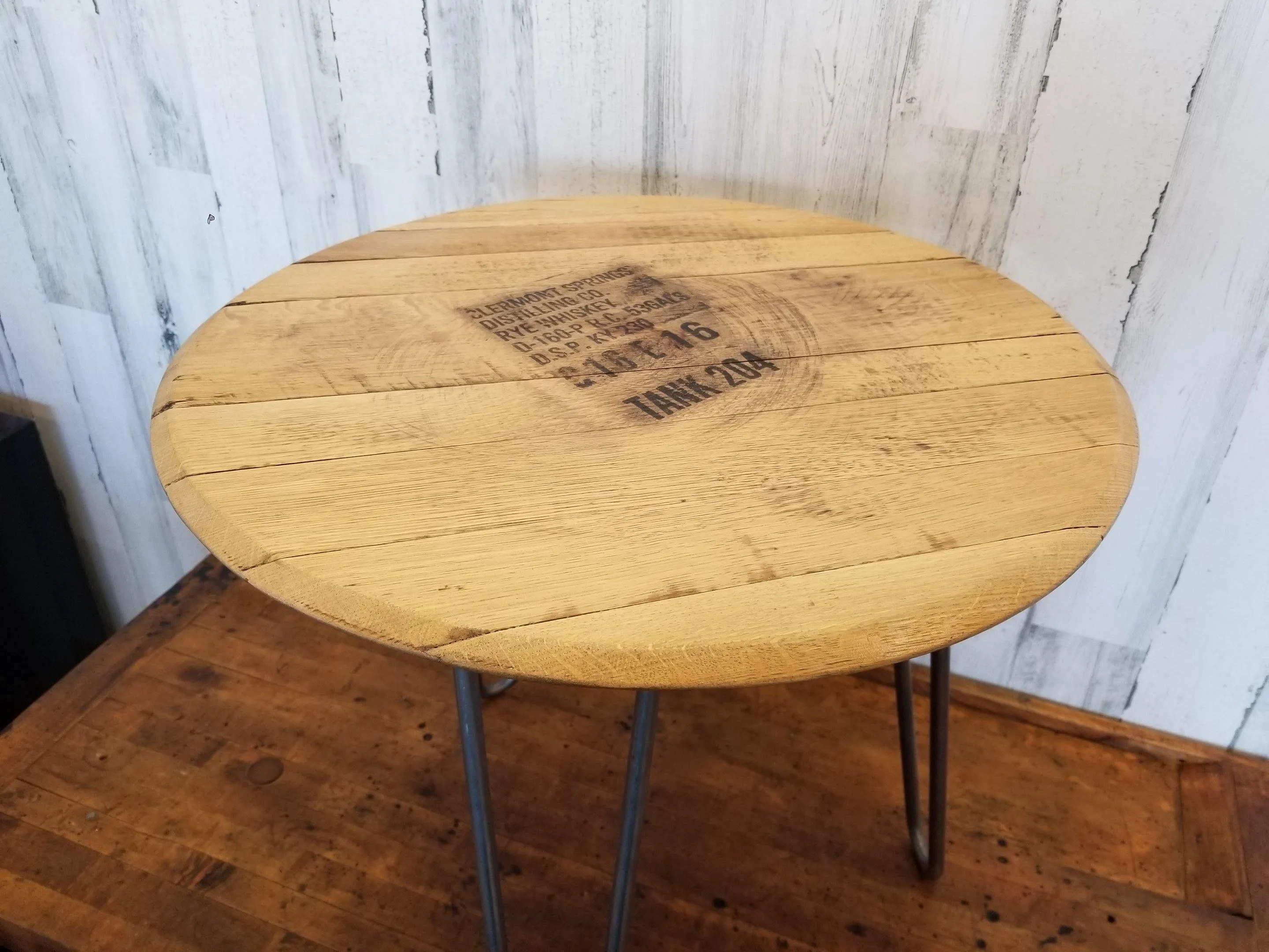 Bourbon Head Clear Coat Side Table with Hairpin Legs