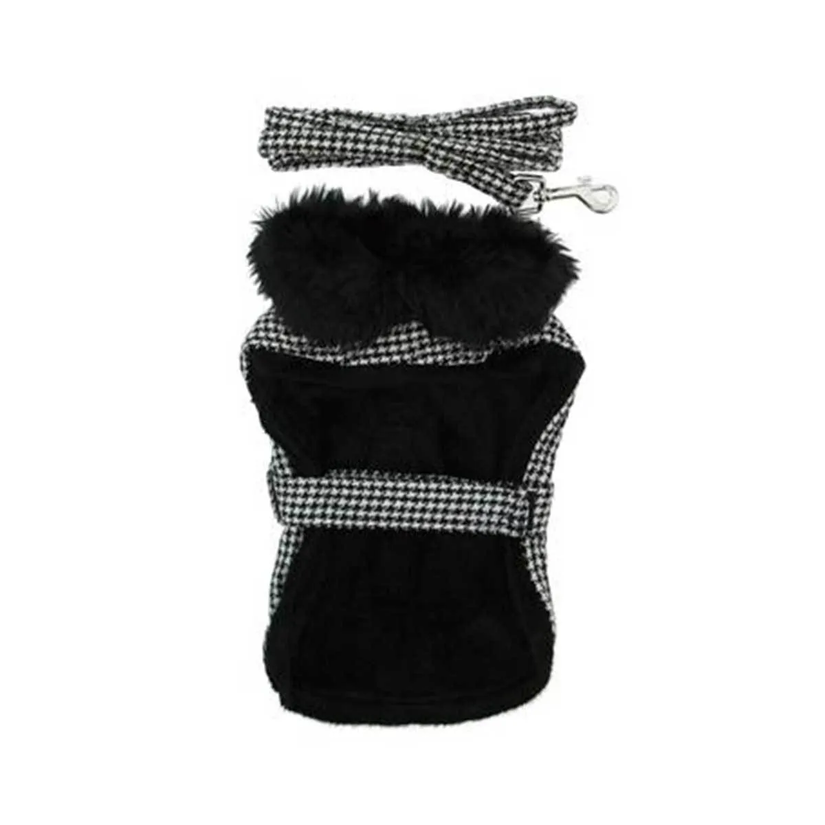 Classic Black & White Houndstooth Dog Harness Coat