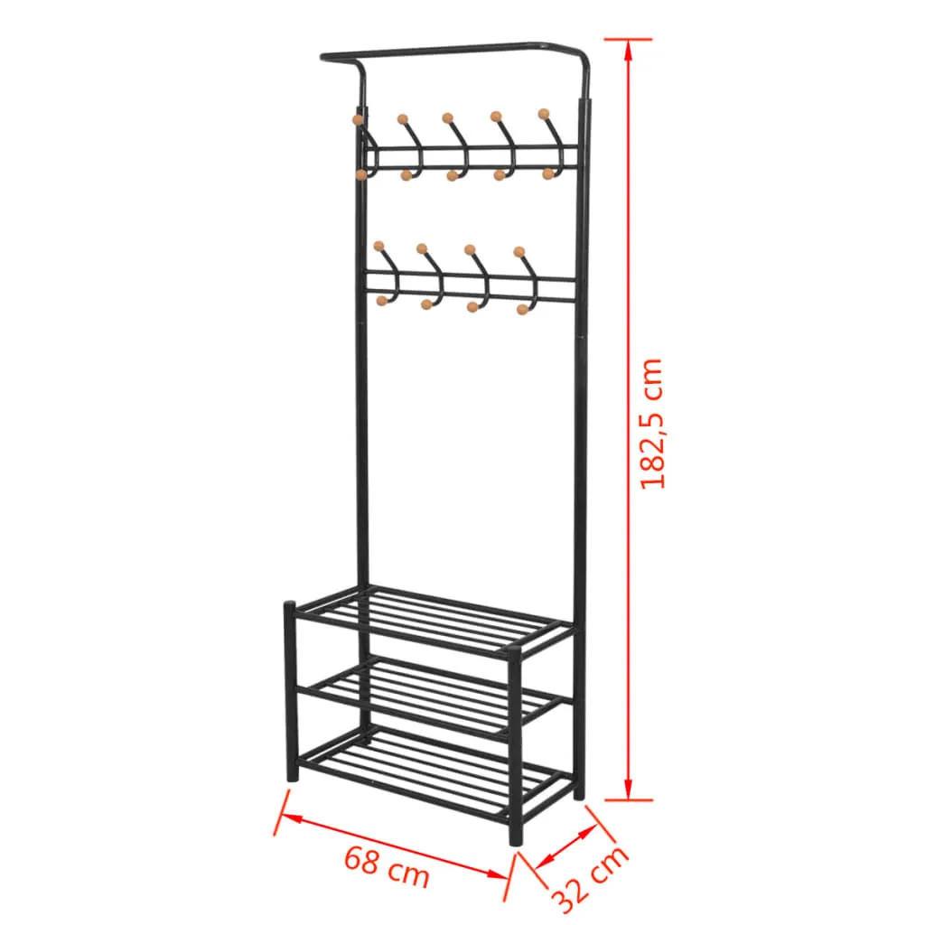 Clothes Rack with Shoe Storage 68x32x182.5 cm Black