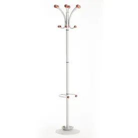 Coat & umbrella stand with 12 coat hooks and 4 umbrella hooks 1840mm high - silver