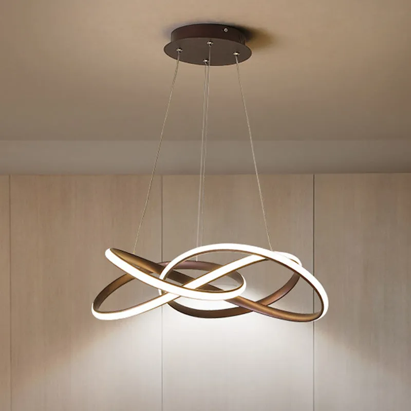 Contemporary LED Coffee Ceiling Pendant Lamp - Seamless Curve Acrylic Chandelier in White/Warm Light