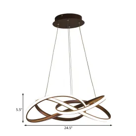 Contemporary LED Coffee Ceiling Pendant Lamp - Seamless Curve Acrylic Chandelier in White/Warm Light