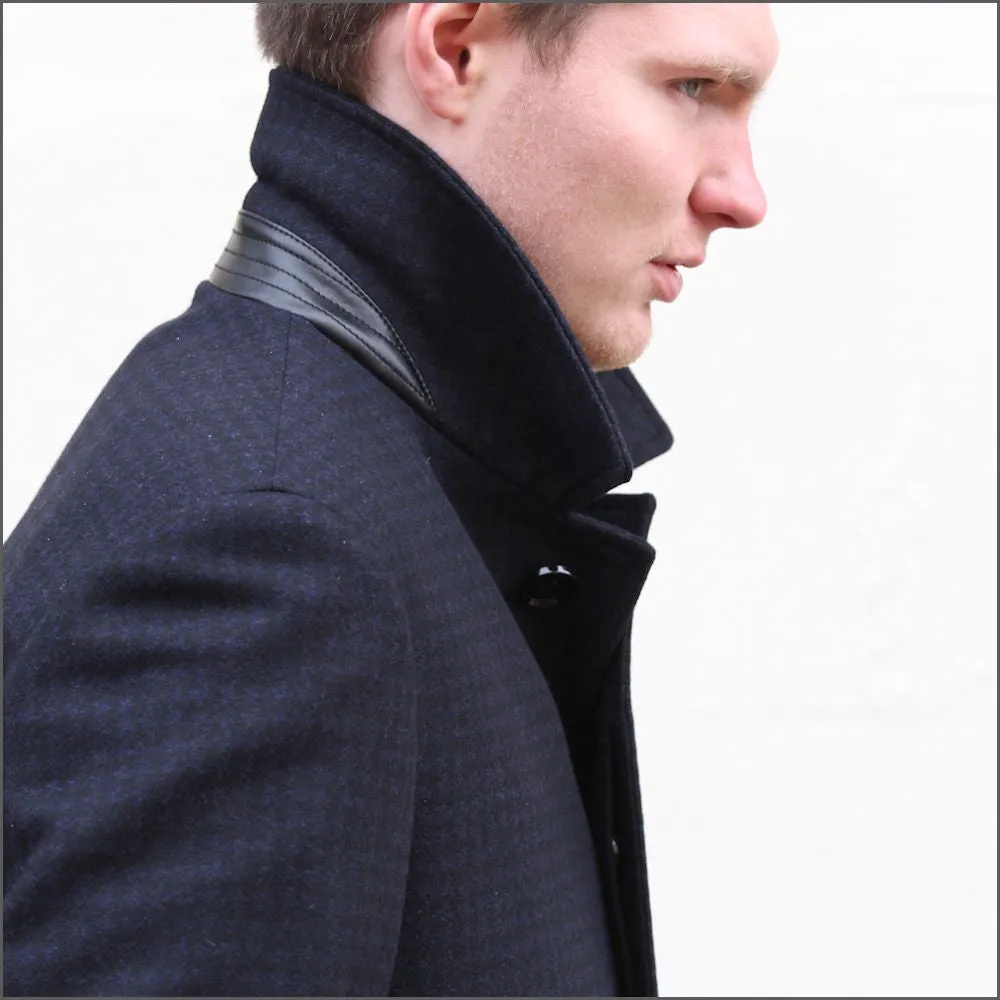 Douglas Lincoln Navy Wool/Cashmere Car Coat<>