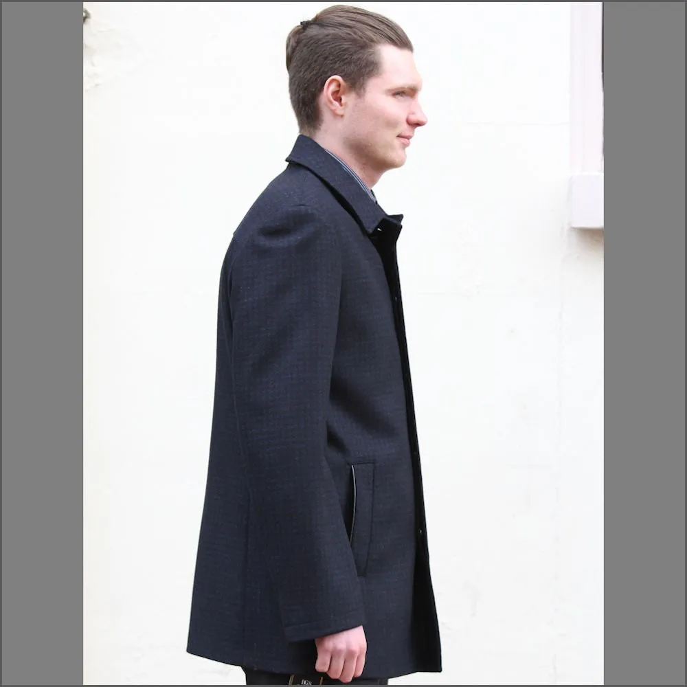 Douglas Lincoln Navy Wool/Cashmere Car Coat<>