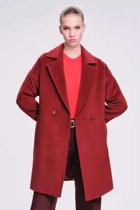 Dynamic Fit Cachet Wool Blend Burgundy Coat