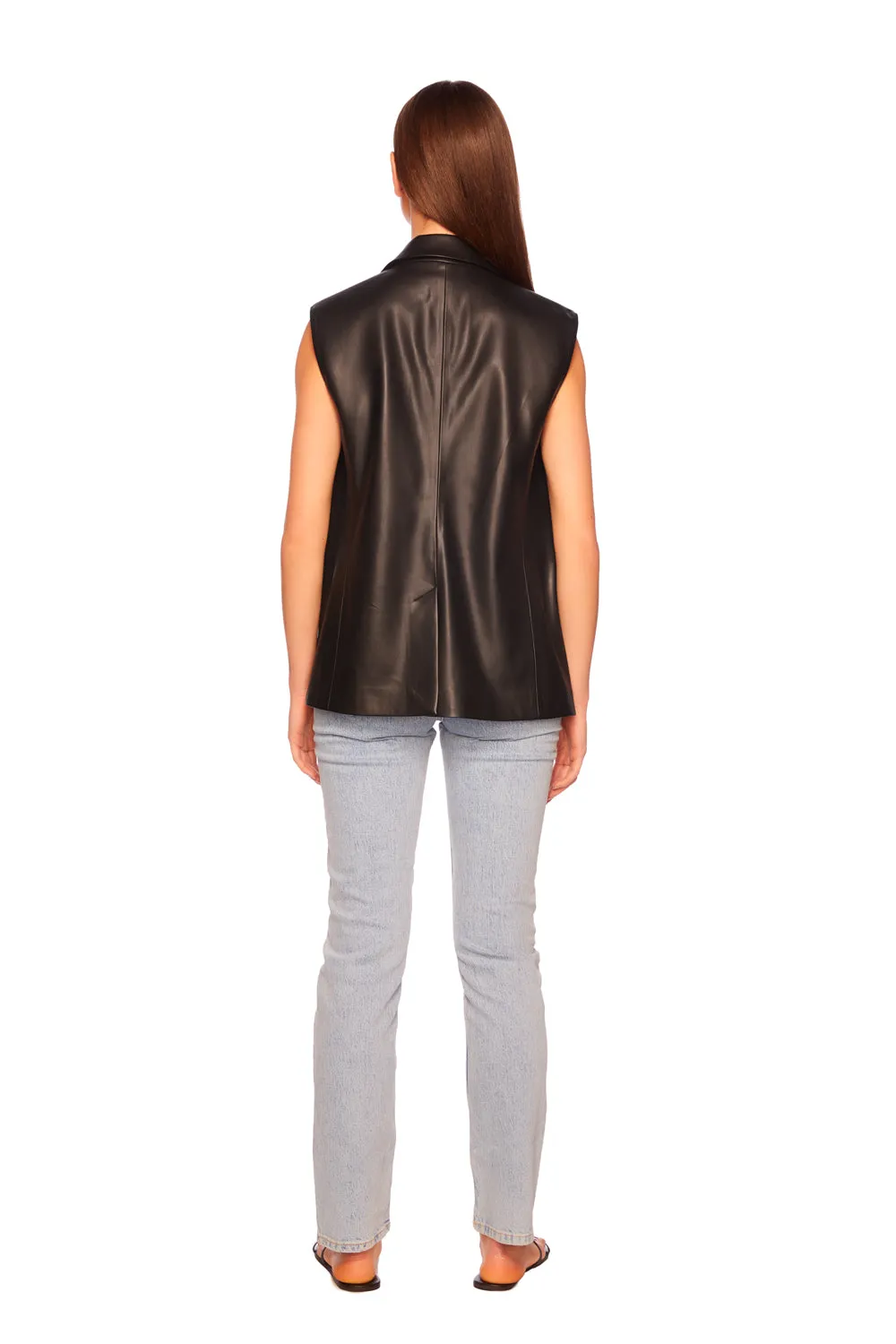 faux leather collar vest