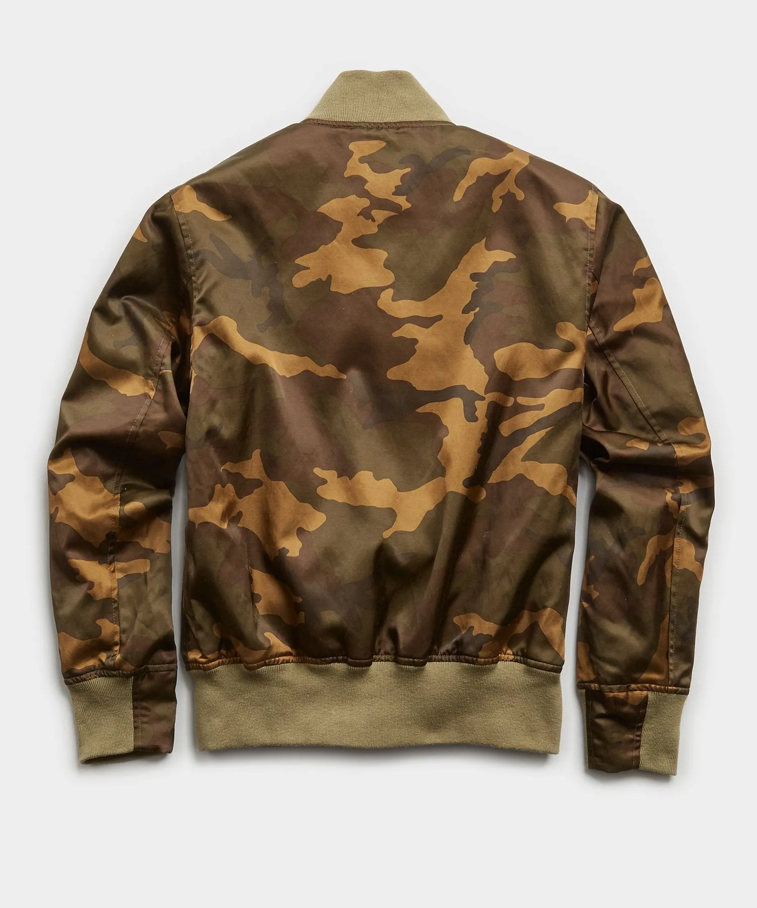 Japanese Satin Camo Bomber in Fatigue Green