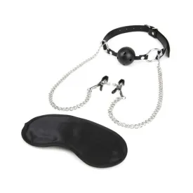 Lux Fetish Breathable Gag With Nipple Clamp