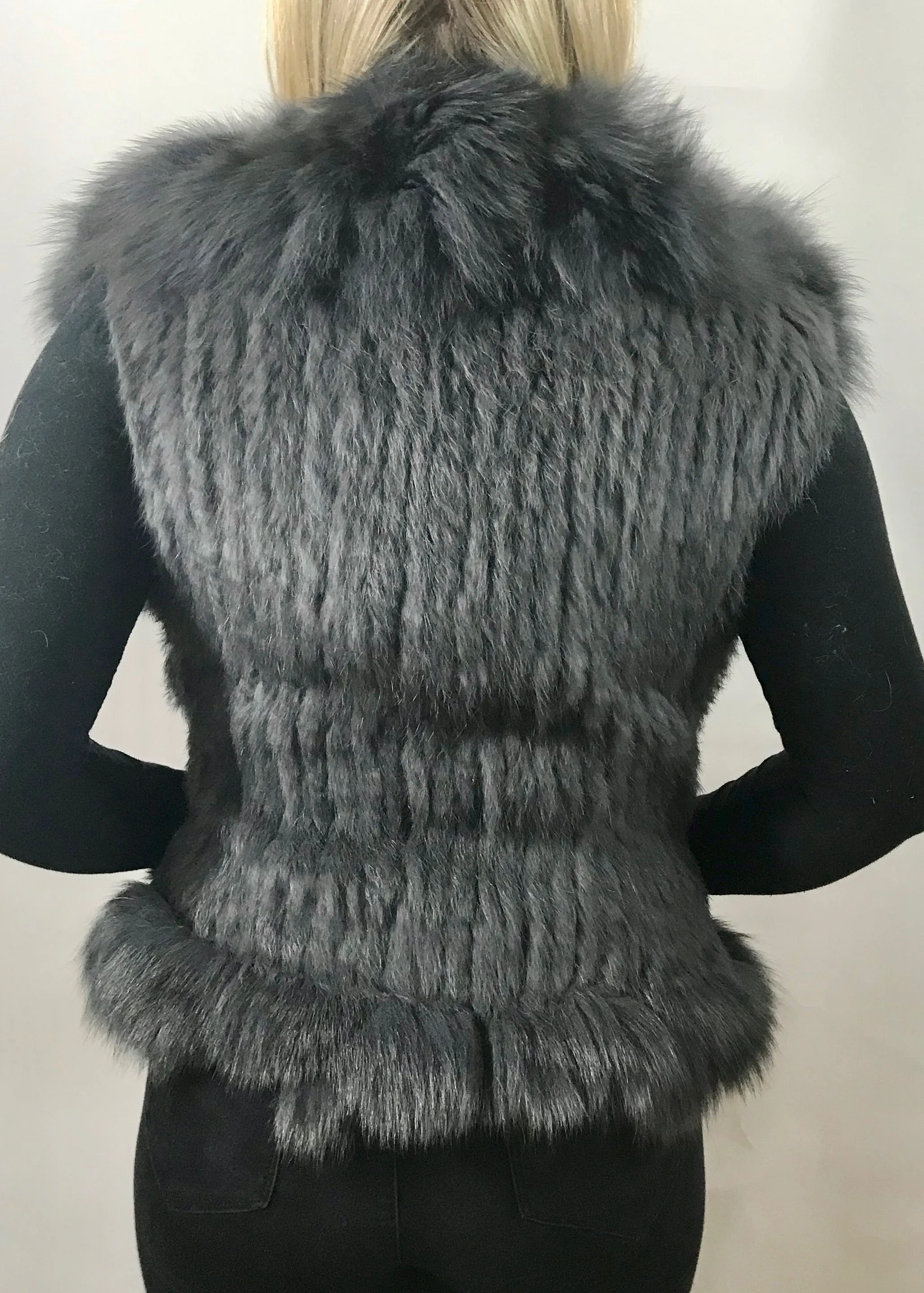 Luxury Fur Gilet in Slate Grey by Feathers Of Italy