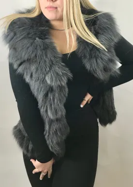 Luxury Fur Gilet in Slate Grey by Feathers Of Italy