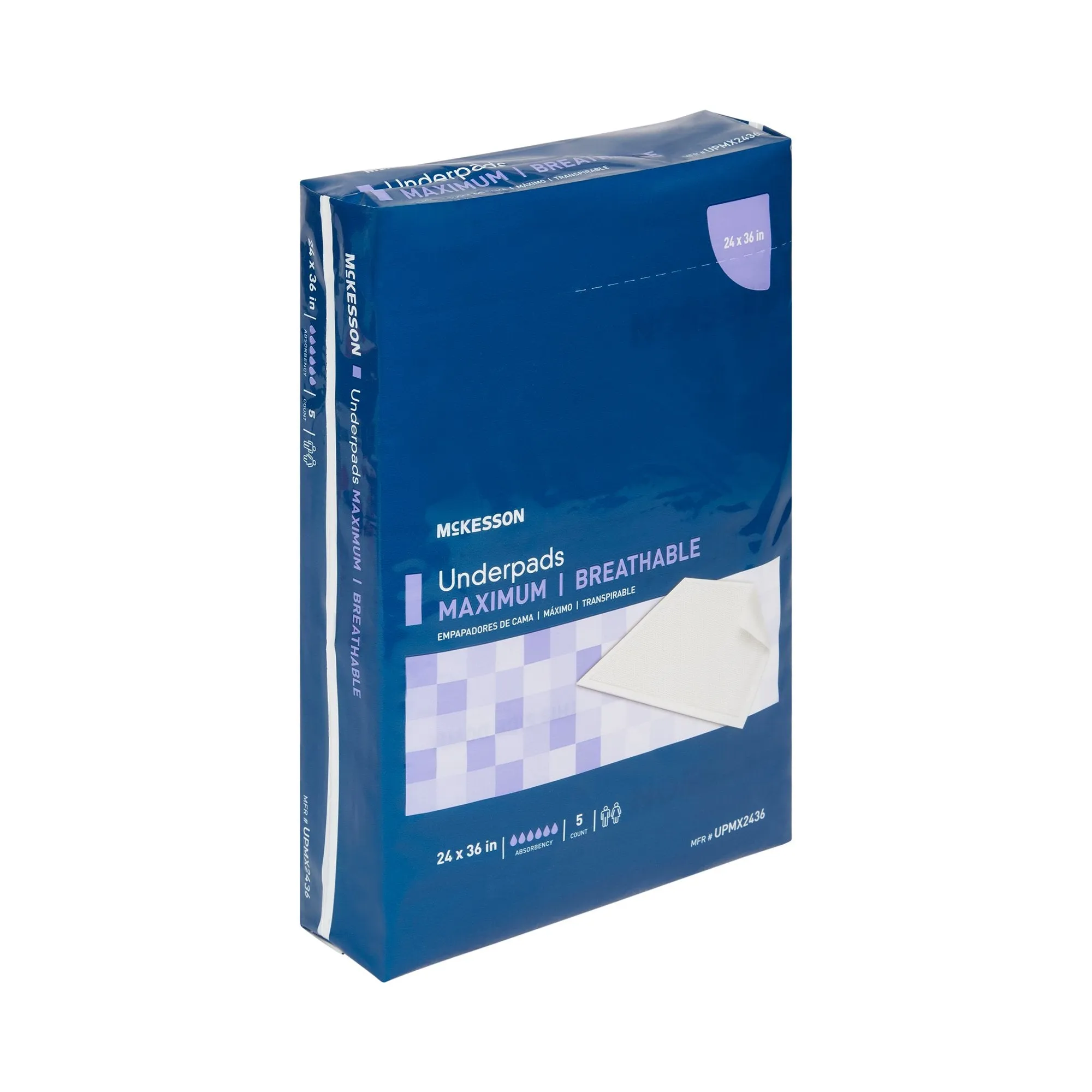 McKesson Ultimate Breathable Underpads, Maximum Protection, 24" x 36"