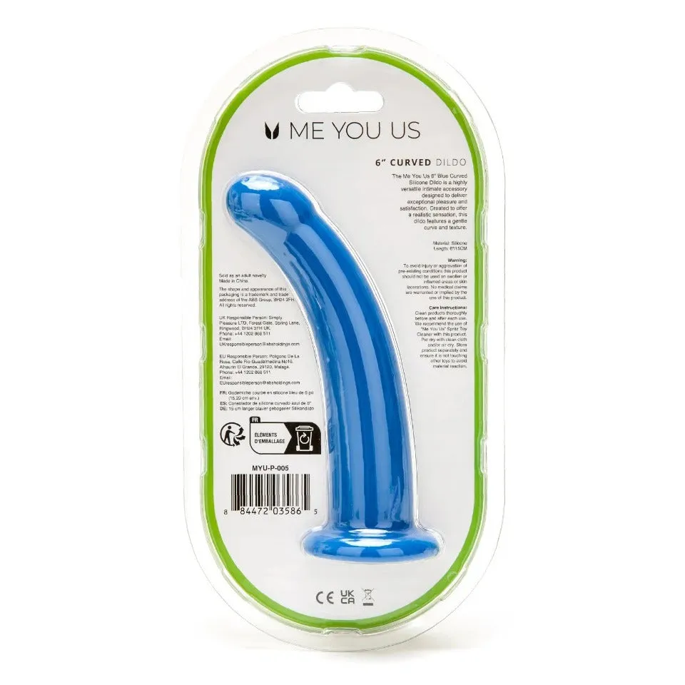 Me You Us 6 Inch Curved Silicone Dildo Blue