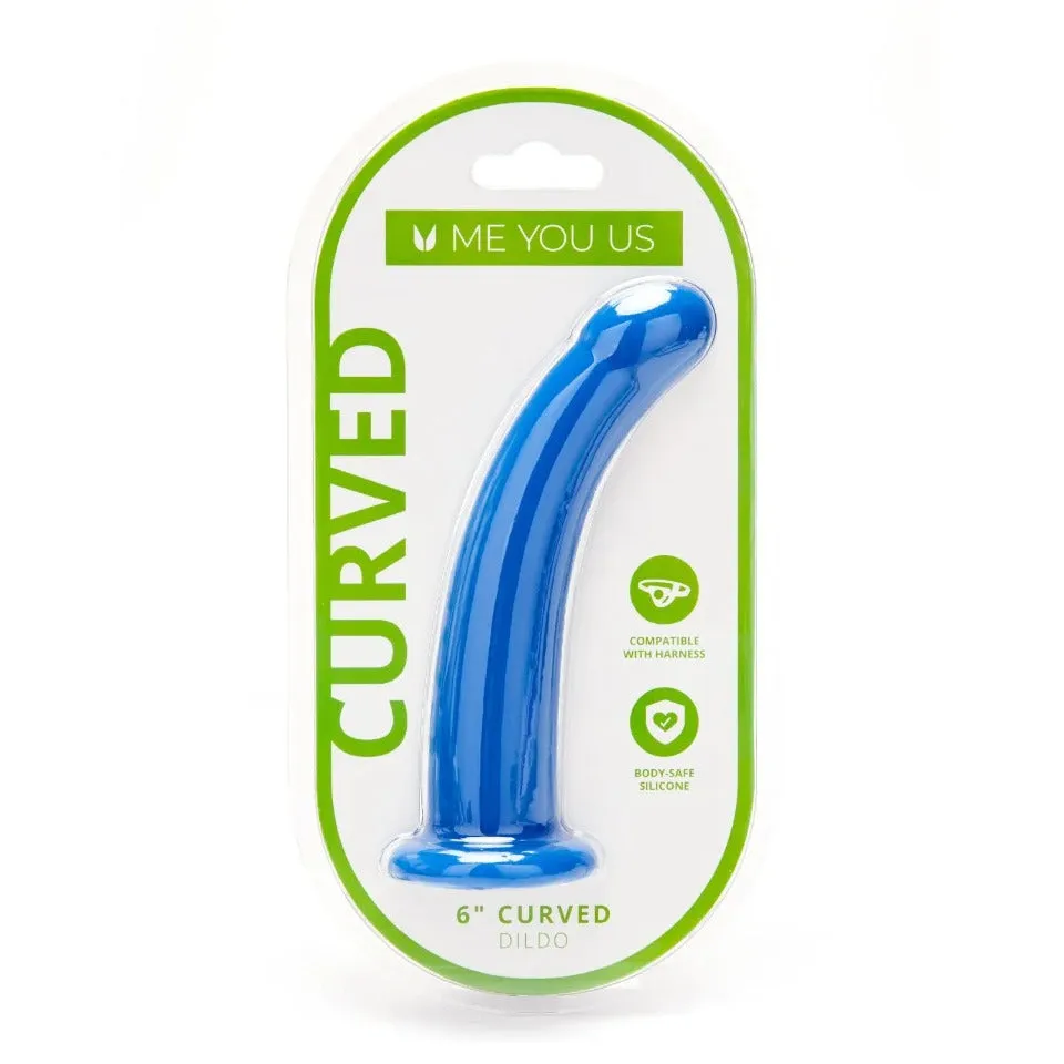 Me You Us 6 Inch Curved Silicone Dildo Blue