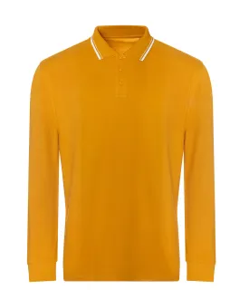 Mustard/White - Long sleeve tipped 100 polo