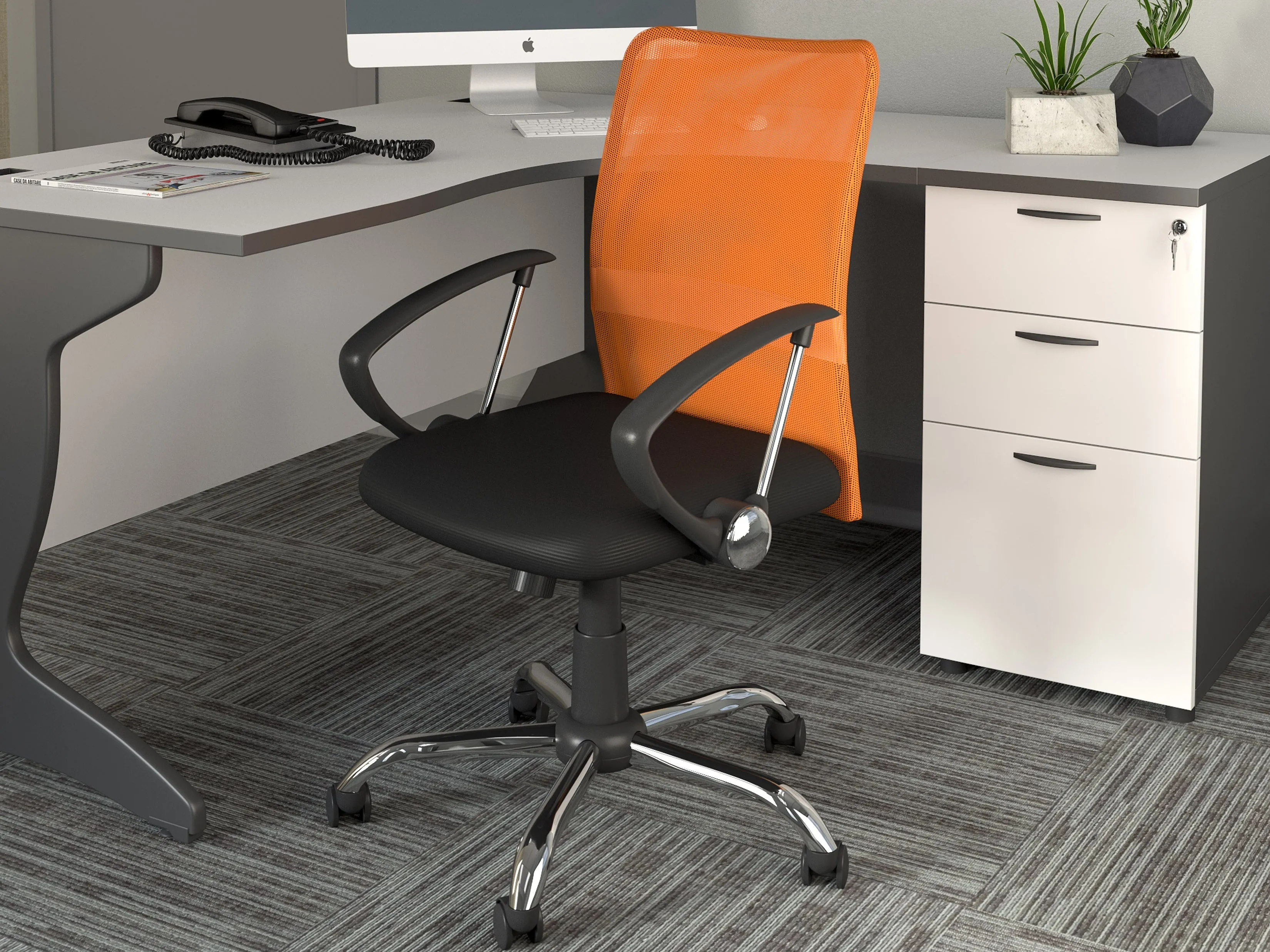 Orange Fabric Office Chair