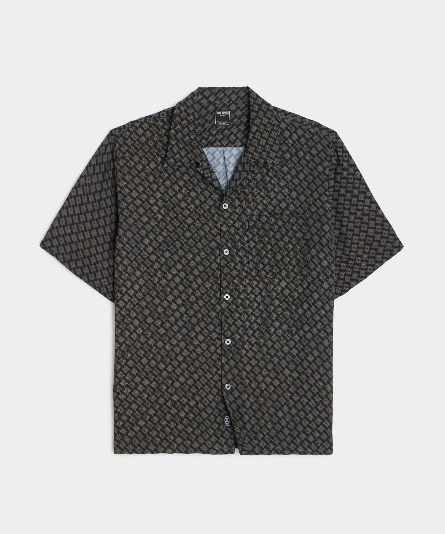 Relaxed Camp Collar Shirt in Navy Geo