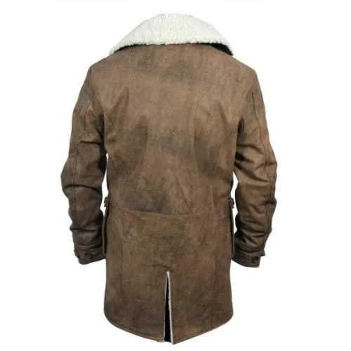 RW Authentic Cowhide New Bane Coat Distressed Brown Genuine Cowhide Leather Jacket Faux Shearling