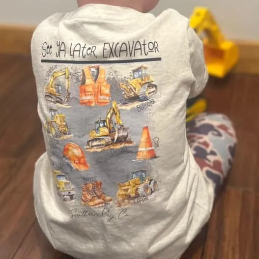 (SHORT) Excavator Construction Site Kids Tee