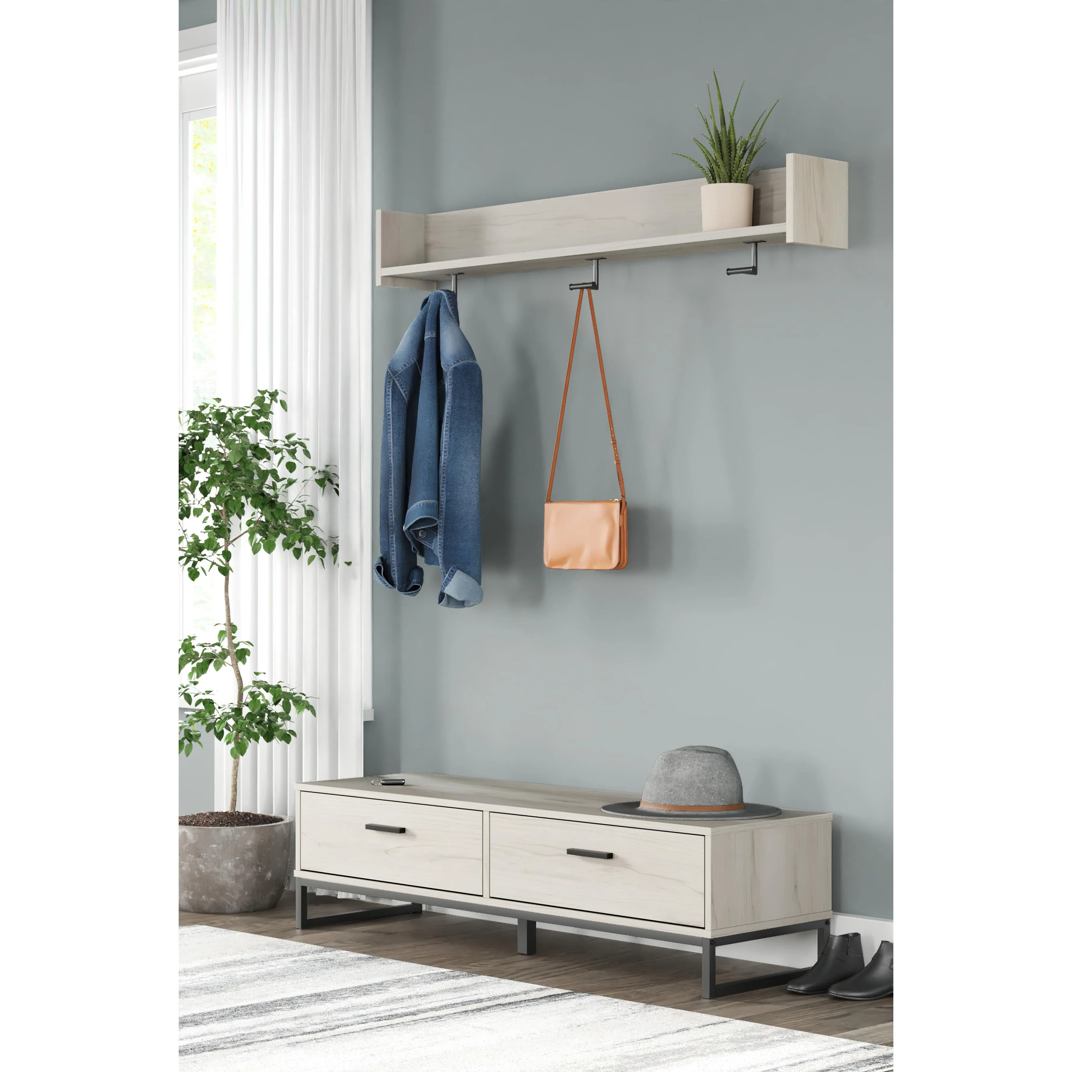 Signature Design by Ashley Socalle EA1864-151 Wall Mounted Coat Rack with Shelf