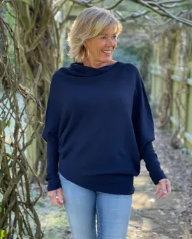 Soft Knit Asymmetric Jumper - Navy