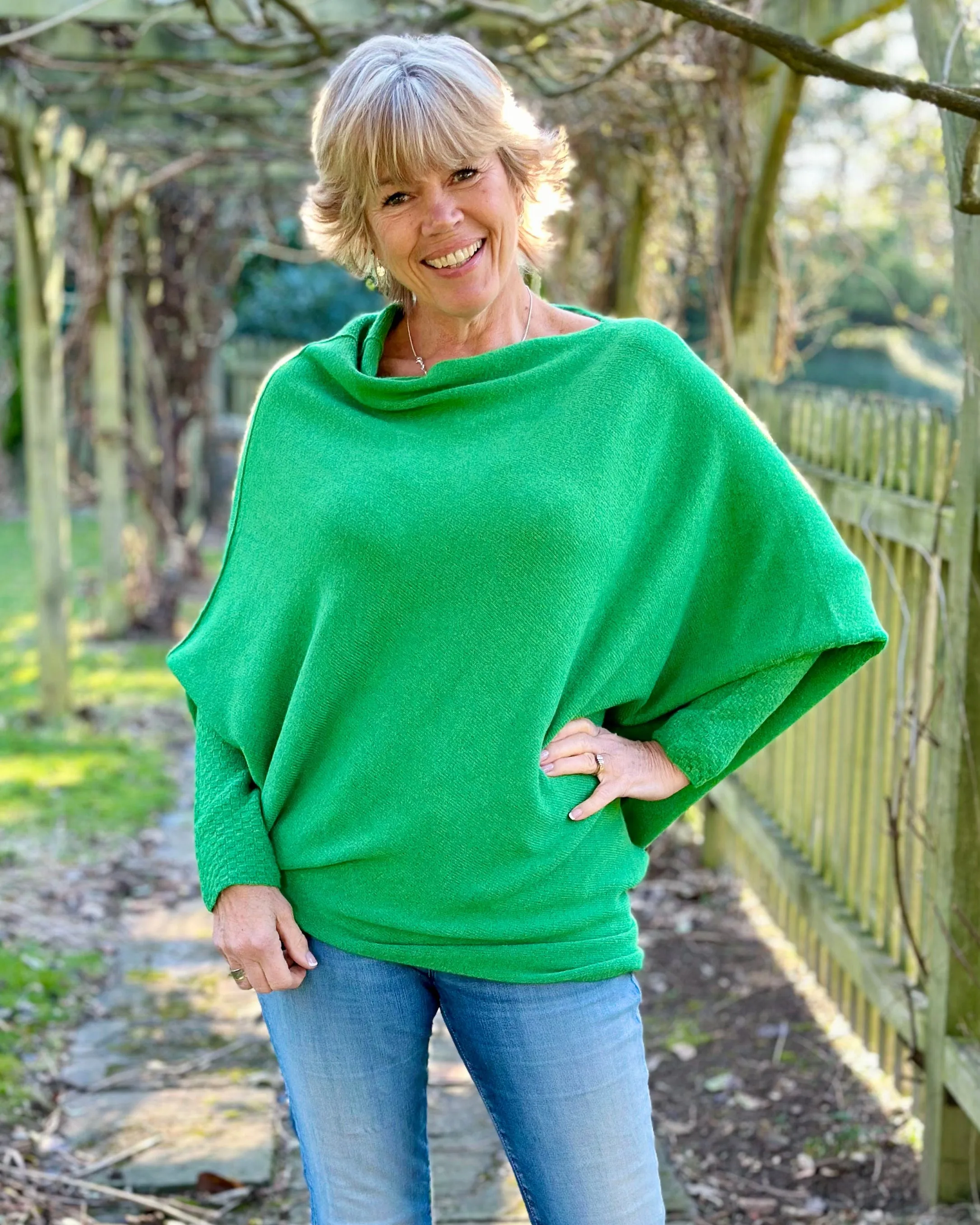 Soft Knit Asymmetric Jumper - Verde