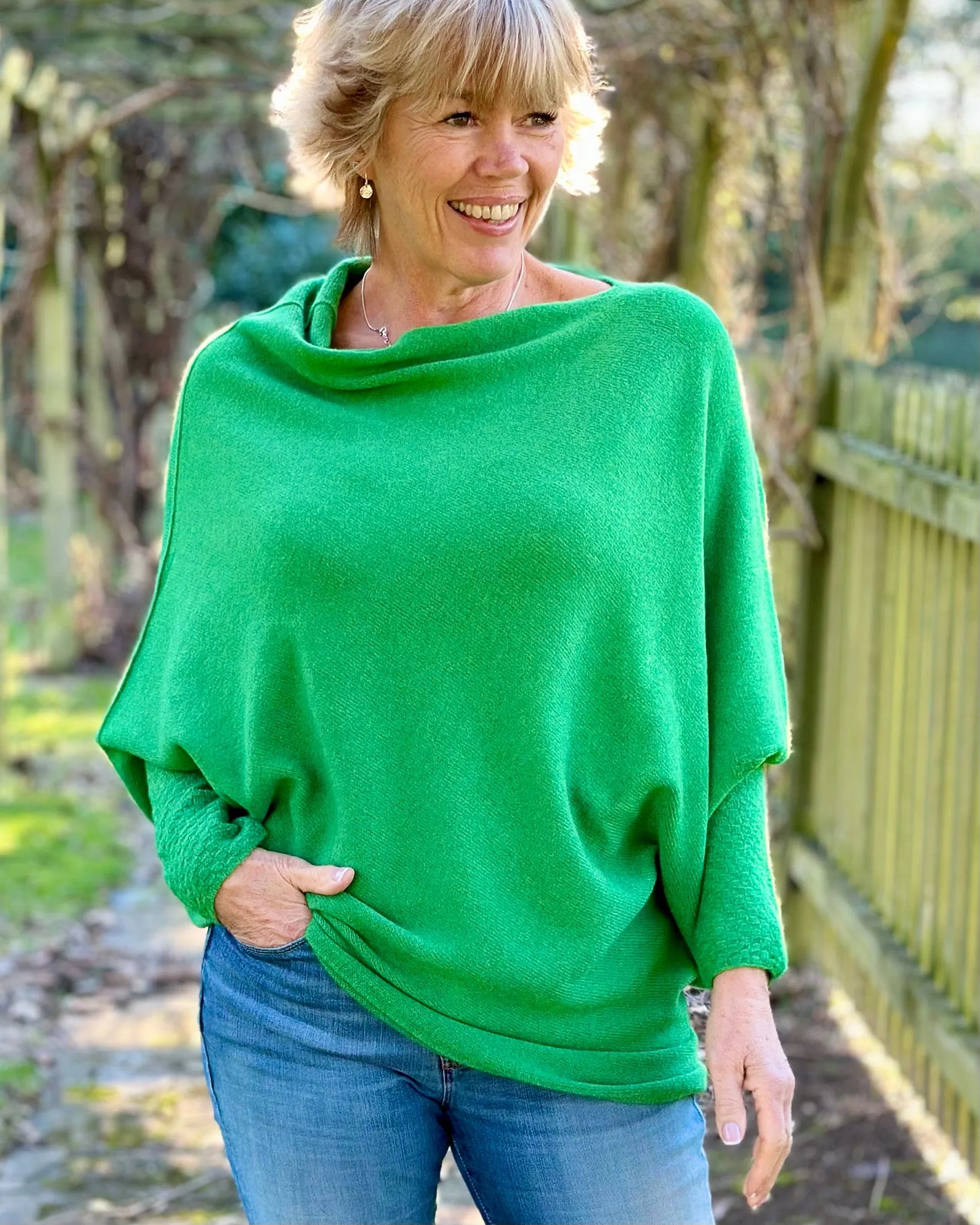 Soft Knit Asymmetric Jumper - Verde