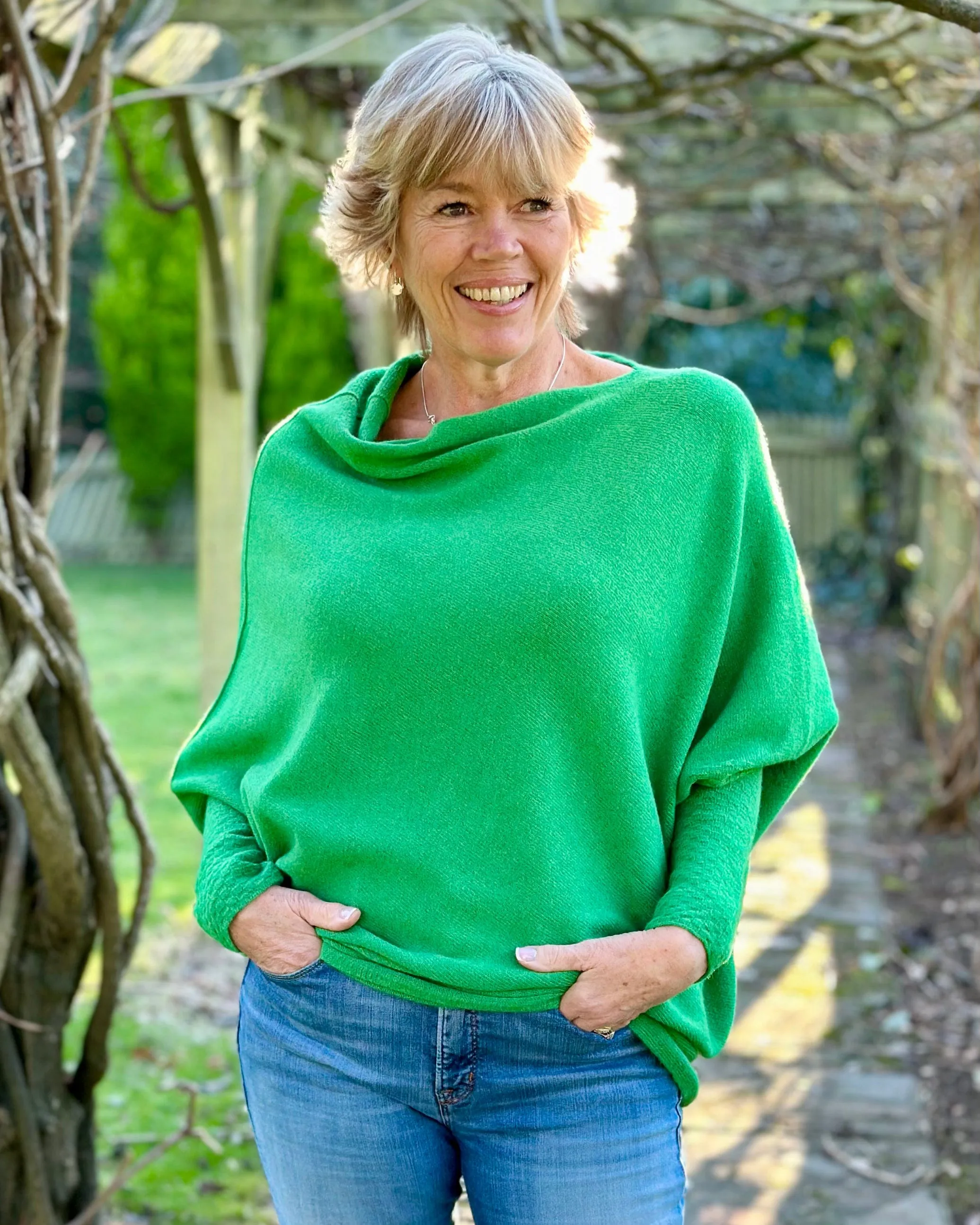 Soft Knit Asymmetric Jumper - Verde