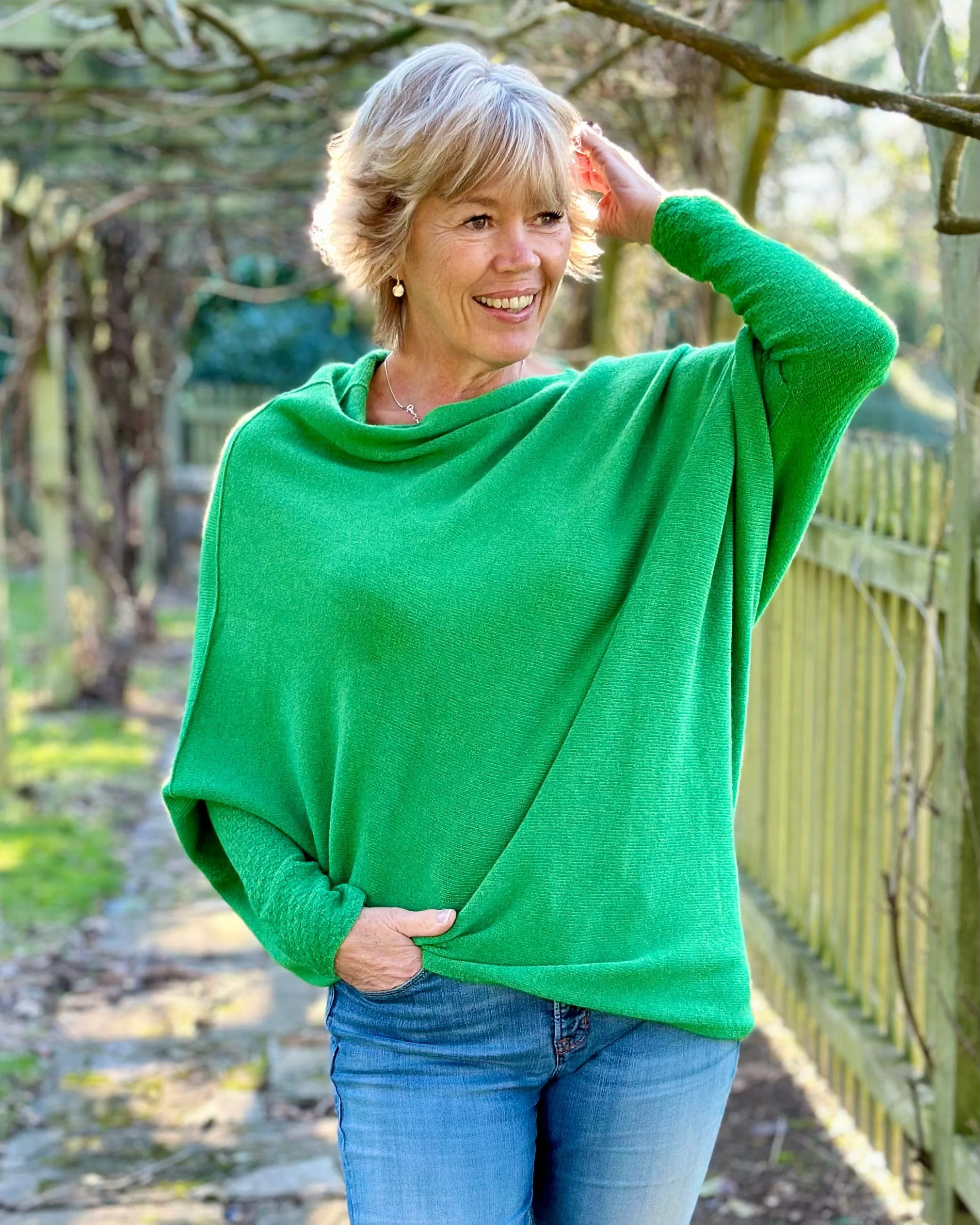 Soft Knit Asymmetric Jumper - Verde