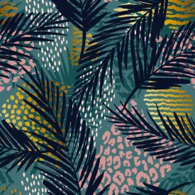 Swim Print | Teal Tropics - 1/2 METER REMNANT