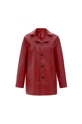 Tara Straight Side Pocket Faux Leather Coat