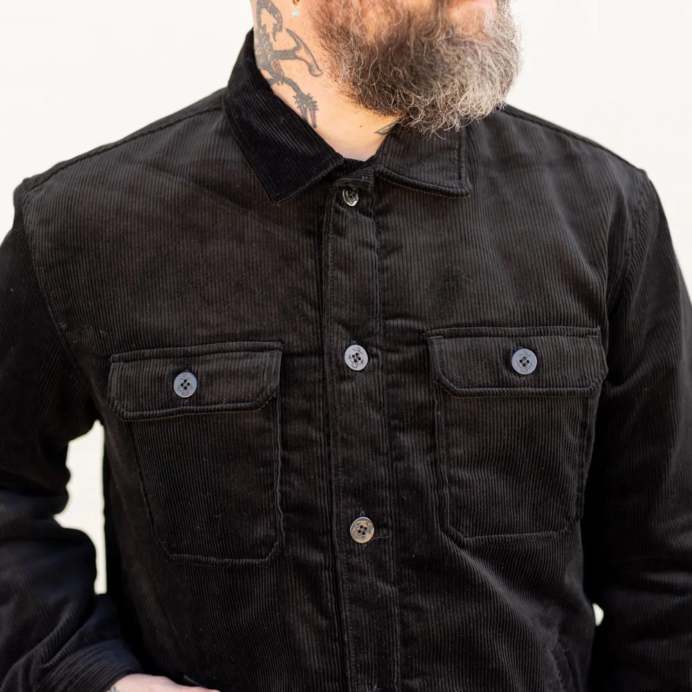 The Flat Head FN-OJ-C013 Corduroy Shirt Jacket Black