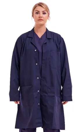 Unisex Lab Doctors Coat Warehouse Hygiene DIY Coat Navy Blue