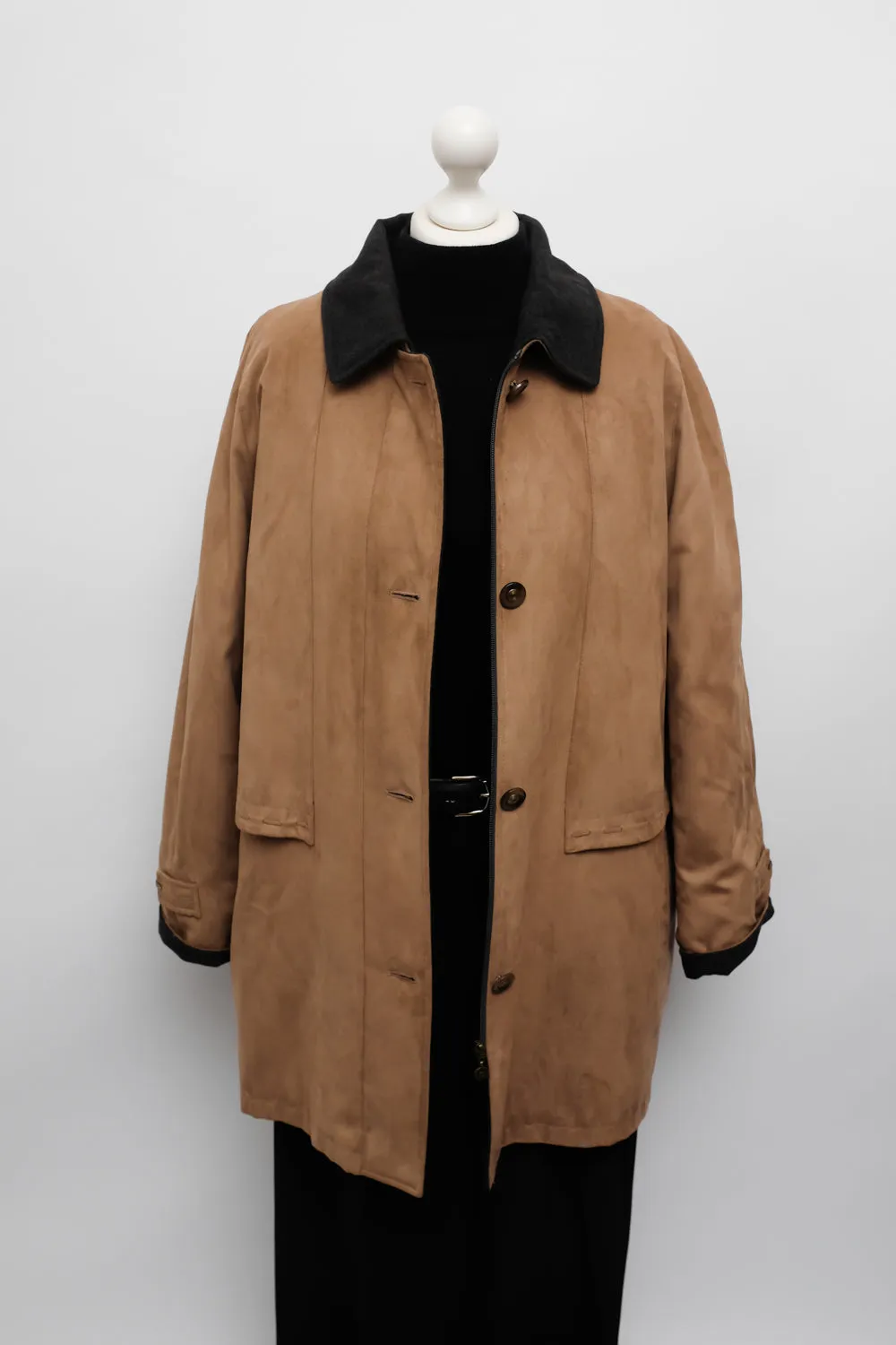 VINTAGE BROWN FAUX SUEDE WARM COAT