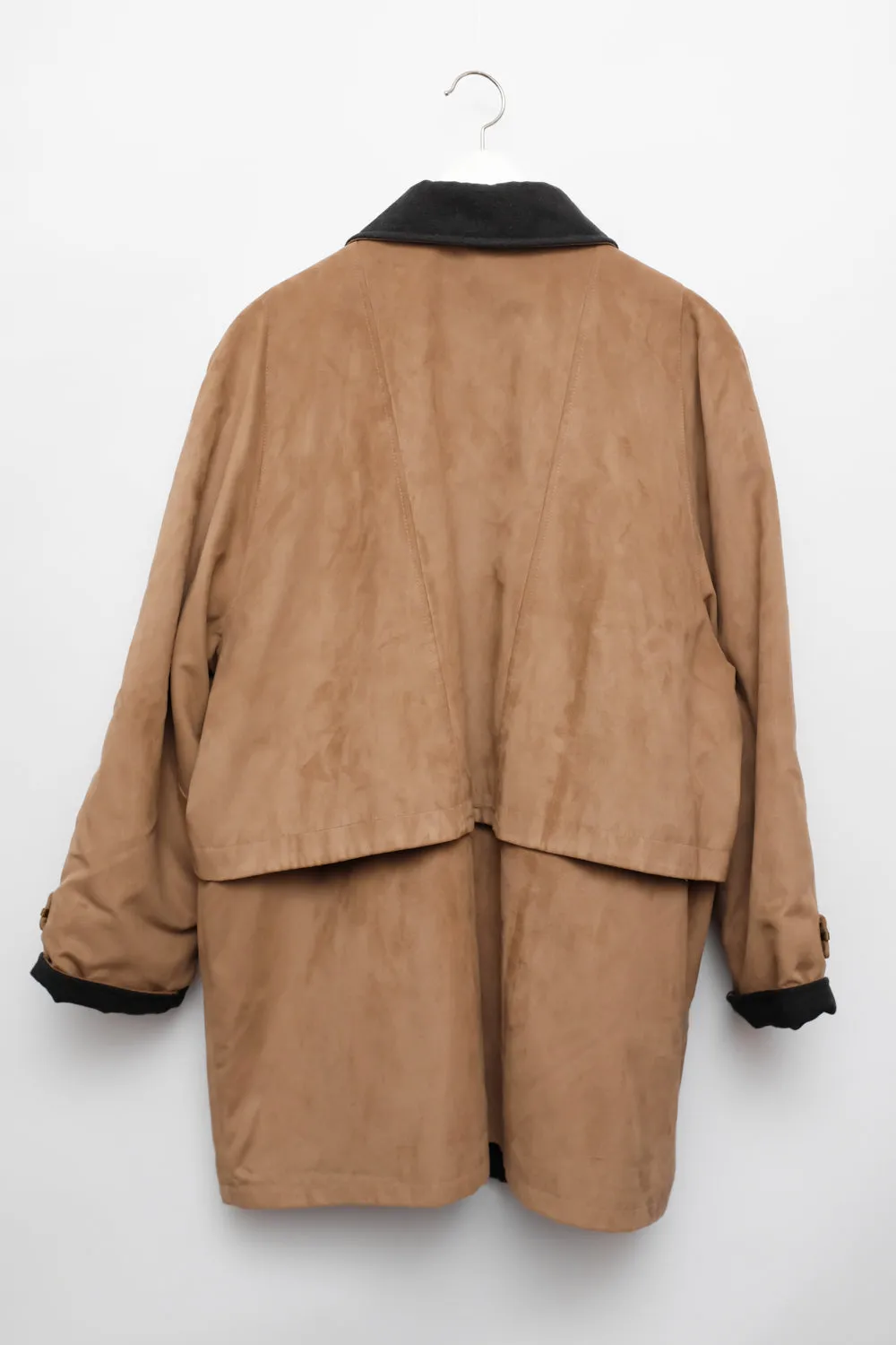 VINTAGE BROWN FAUX SUEDE WARM COAT