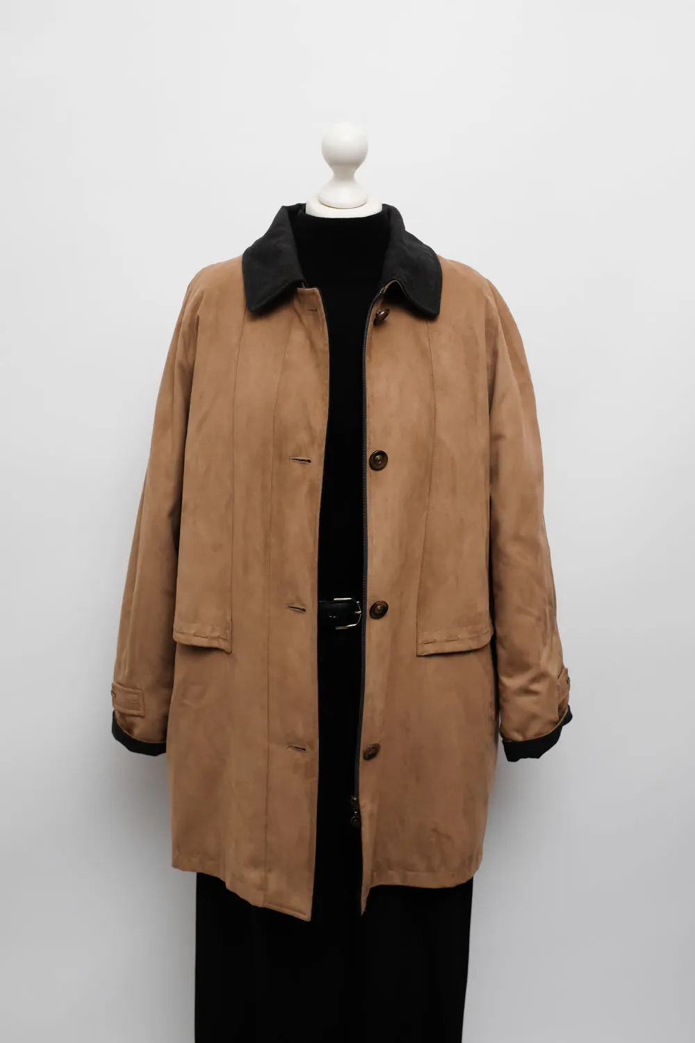 VINTAGE BROWN FAUX SUEDE WARM COAT