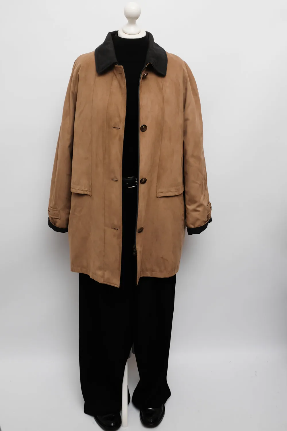 VINTAGE BROWN FAUX SUEDE WARM COAT