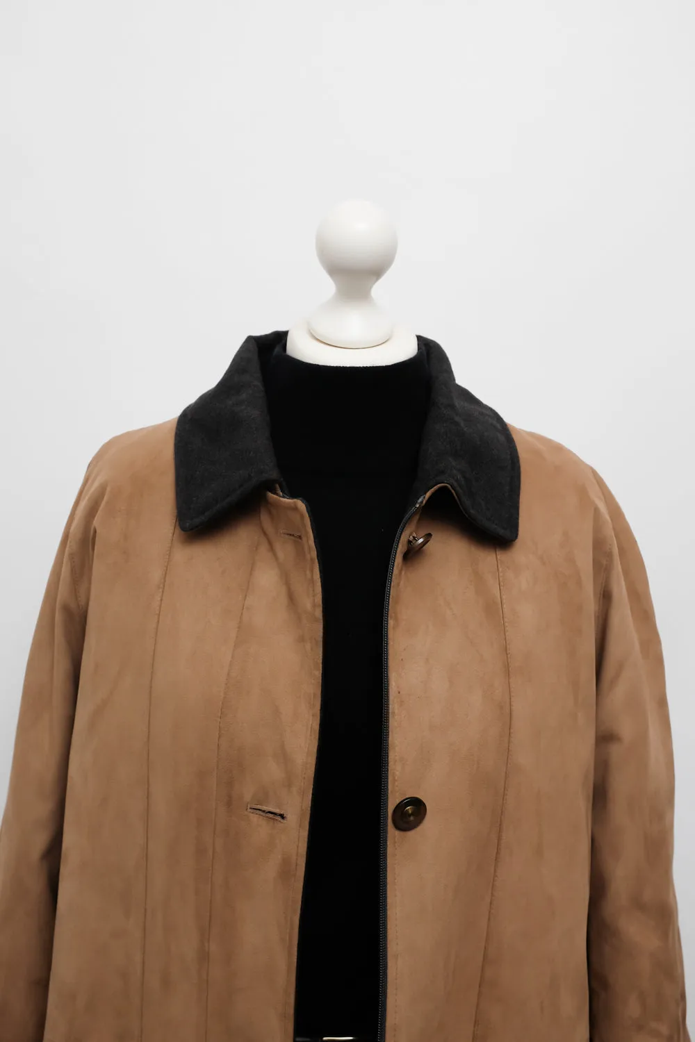 VINTAGE BROWN FAUX SUEDE WARM COAT