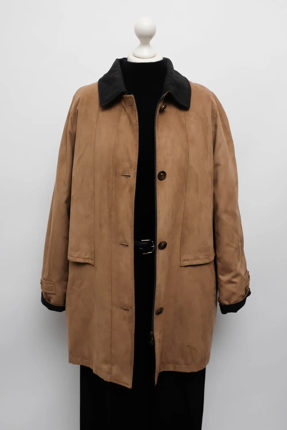 VINTAGE BROWN FAUX SUEDE WARM COAT