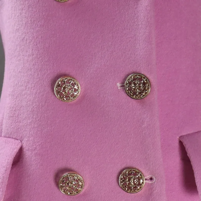 Women's CUSTOM MADE Hot Pink Double Breast Tweed Coat Jacket