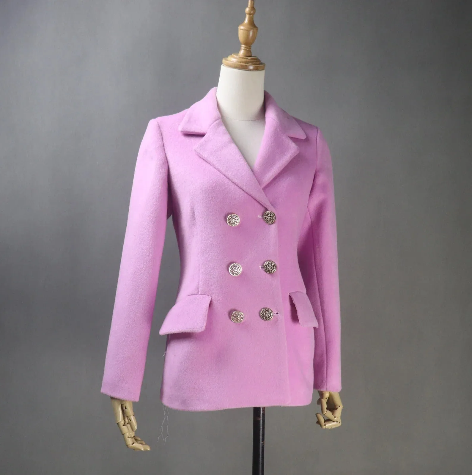 Women's CUSTOM MADE Hot Pink Double Breast Tweed Coat Jacket