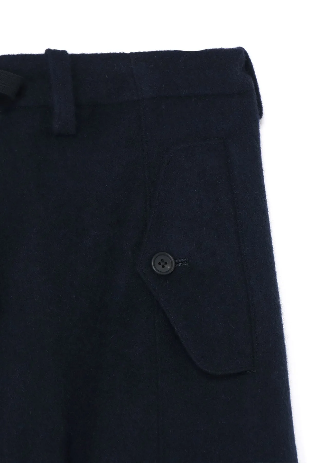 WOOL BEAVER HEM BELT MILITARY PANTS