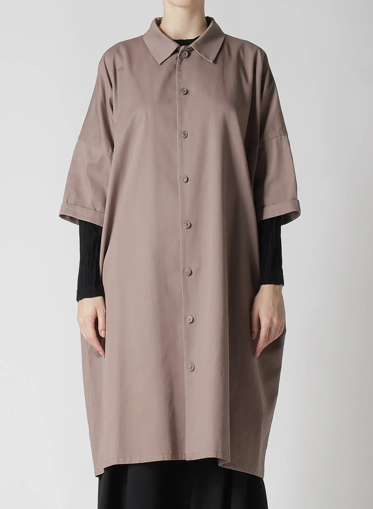 [Y's BORN PRODUCT] COTTON TWILL HALF SLEEVE SHIRT DRESS